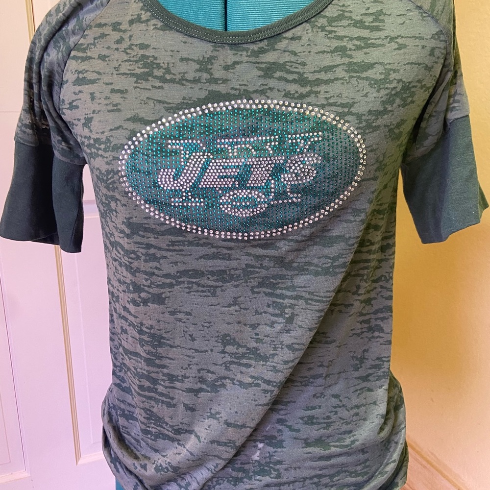 JETS green sheer women’s sport top. Large. Touch brand.